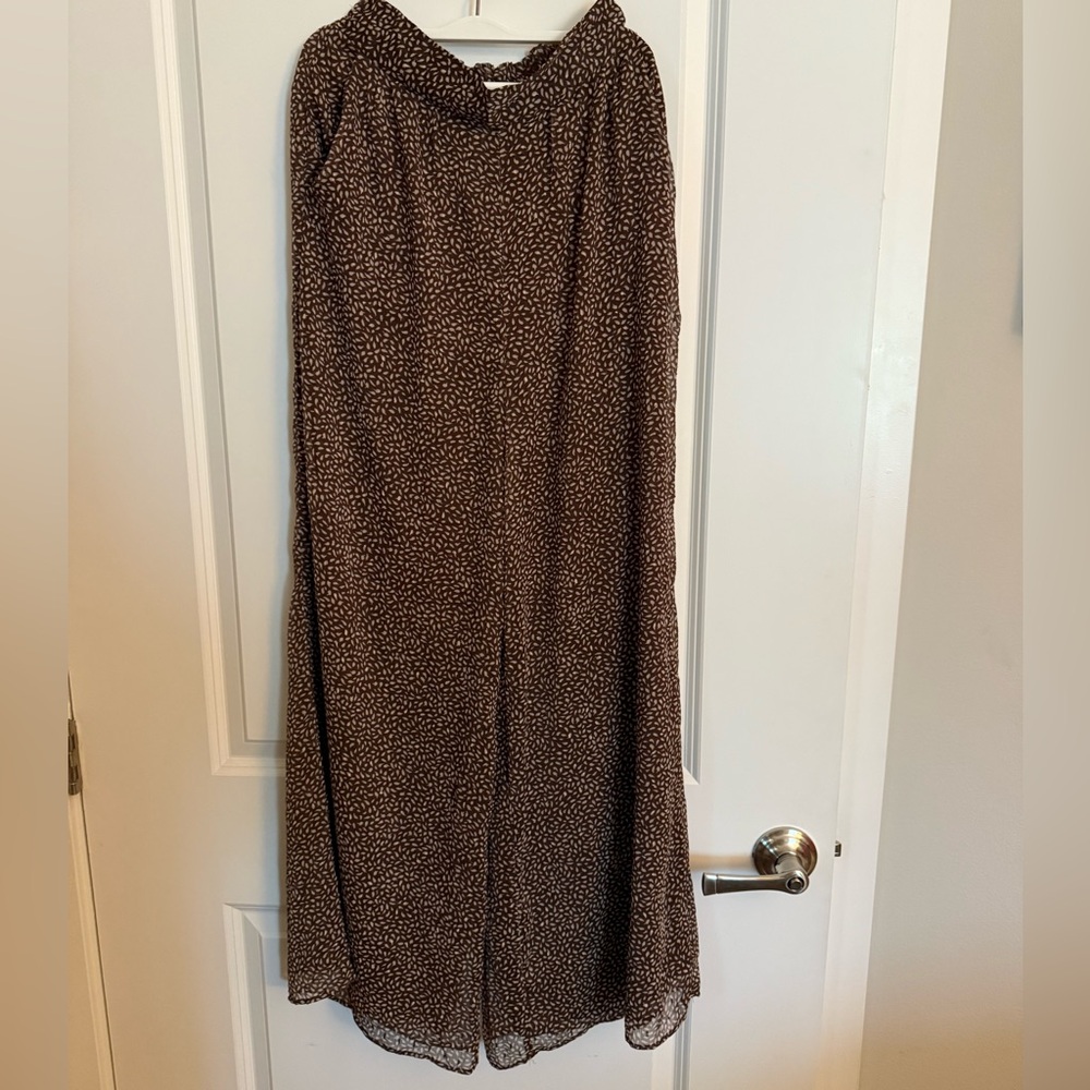 H&M Brown Maxi A-Line Skirt with Slit